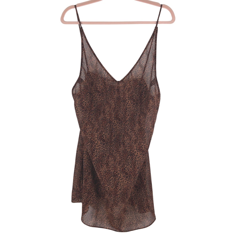 Victoria's Secret Camisole Women L Brown Leopard Print Sheer Sexy Y2K Indie
